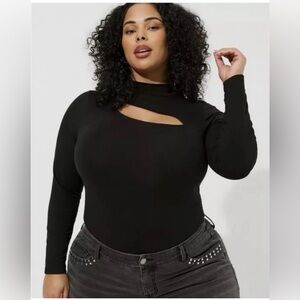 Torrid Foxy Mock Neck Cutout Long Sleeve Top